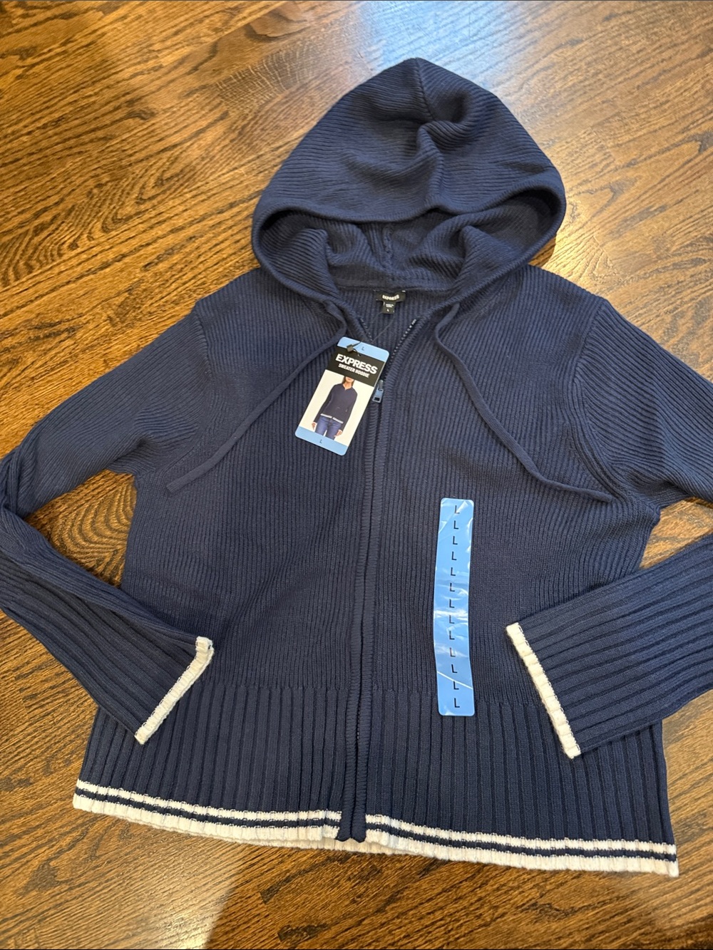 Women's Hooded Zip Sweater cozy size large stretchy